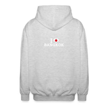 I love Bangkok Cool Japan Wrong Flag Lover Herz - Unisex Kapuzenjacke - Hellgrau meliert - Hinten - AI Model Male 185 light (185cm)