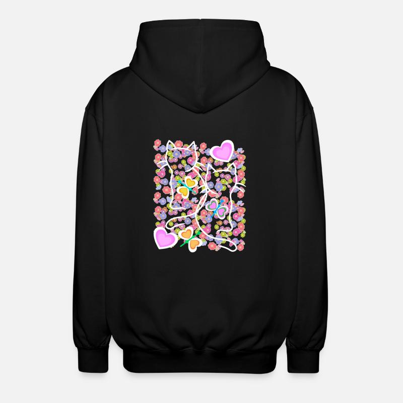 Printemps Été Chats Chat Papillons - Veste à capuche unisexe - noir