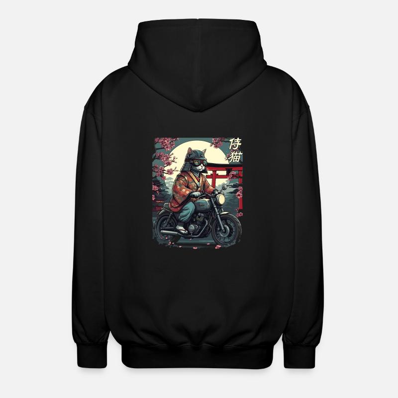 Chat samouraï à moto - Veste à capuche unisexe - noir
