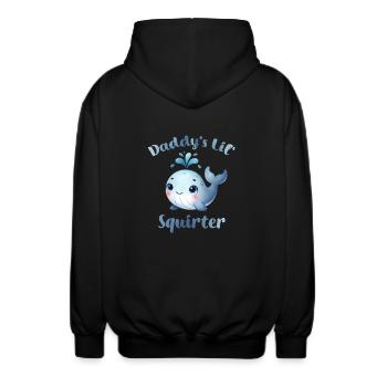 daddy's lil squirter inappropriate embarrassing - Unisex Hooded Jacket - black - Back - AI Model Male 185 light (185cm)