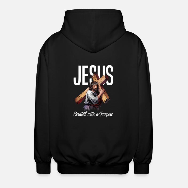 Jesus Created With A Purpose - Unisex Kapuzenjacke - Schwarz