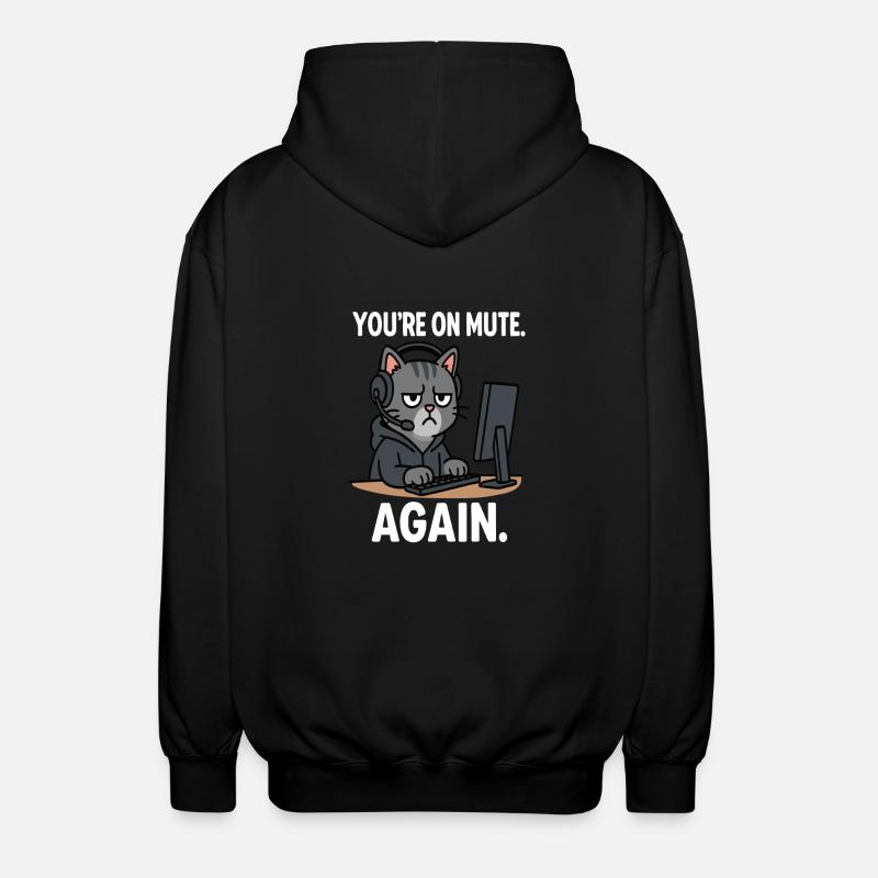 Home office cat - Unisex Hooded Jacket - black
