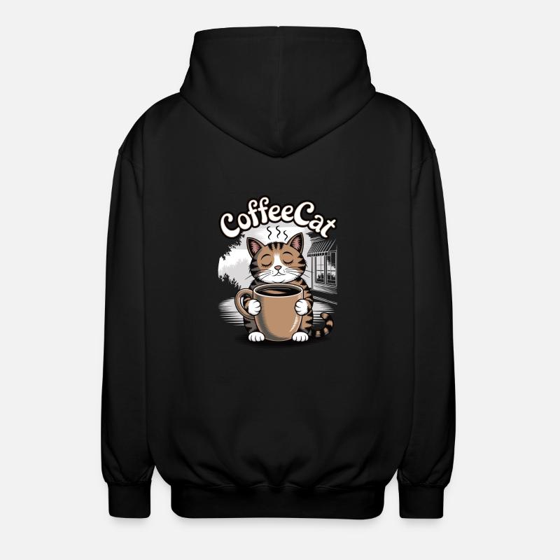 Chat de café - Veste à capuche unisexe - noir