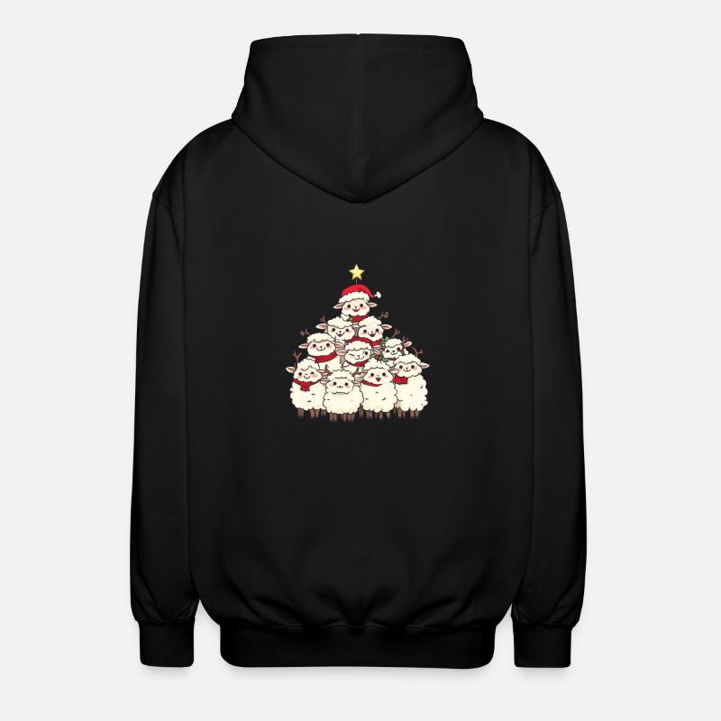 Schaf Weihnachten Christbaum - Unisex Kapuzenjacke - Schwarz