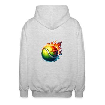 Tennisball - Unisex Kapuzenjacke - Hellgrau meliert - Hinten - AI Model Male 185 light (185cm)
