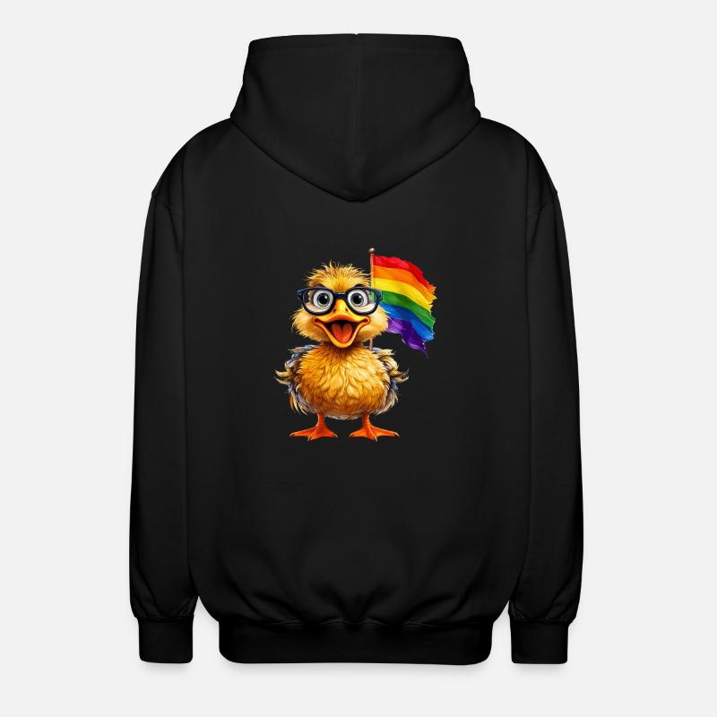 DRAPEAU ARC-EN-CIEL CANARD - Veste à capuche unisexe - noir