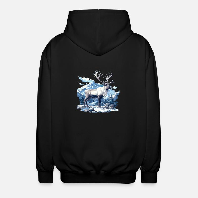 Reindeer Reindeer - Unisex Hooded Jacket - black