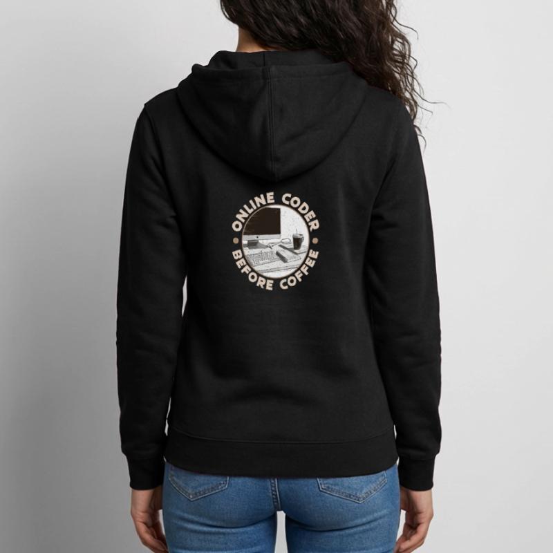Online Coder Before Coffee Developer Coffee Lover Unisex Kapuzenjacke