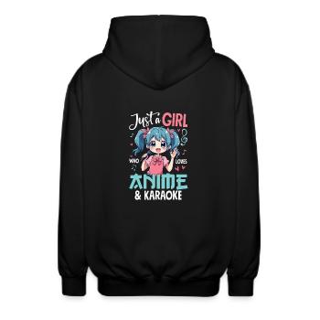 Just a Girl Who Loves Anime and Karaoke - Unisex Kapuzenjacke - Schwarz - Hinten - AI Model Male 185 light (185cm)
