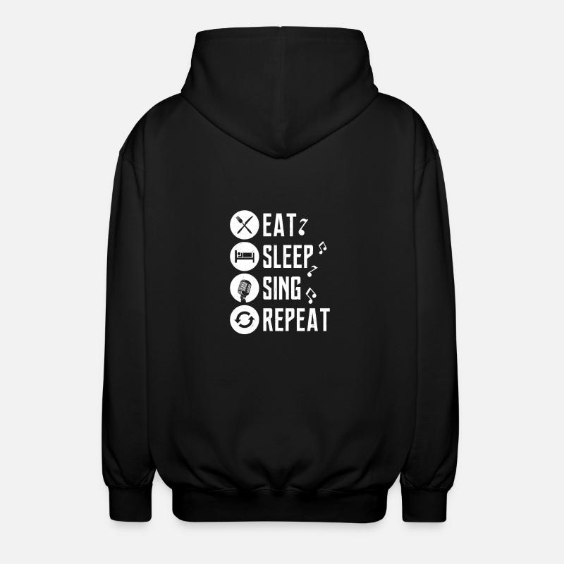 äta, sova, sjunga, upprepa, sjunga, sjunga - Luvjacka unisex - svart