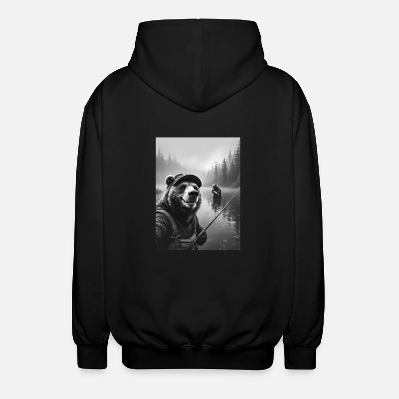 Selfie d’ours de pêche - Veste à capuche unisexe - noir