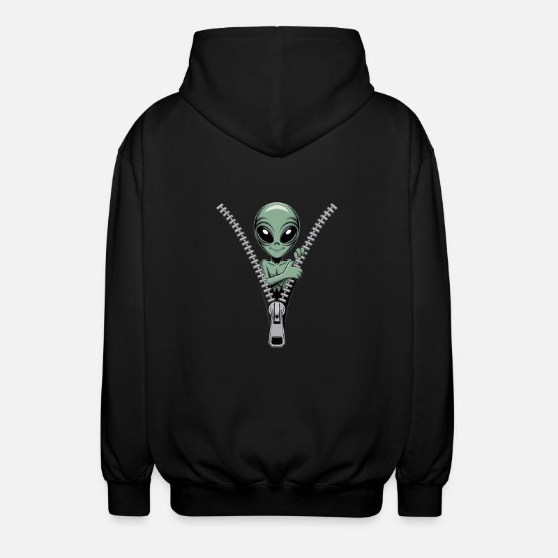 Funny Alien Zipper Look - Unisex Hooded Jacket - black