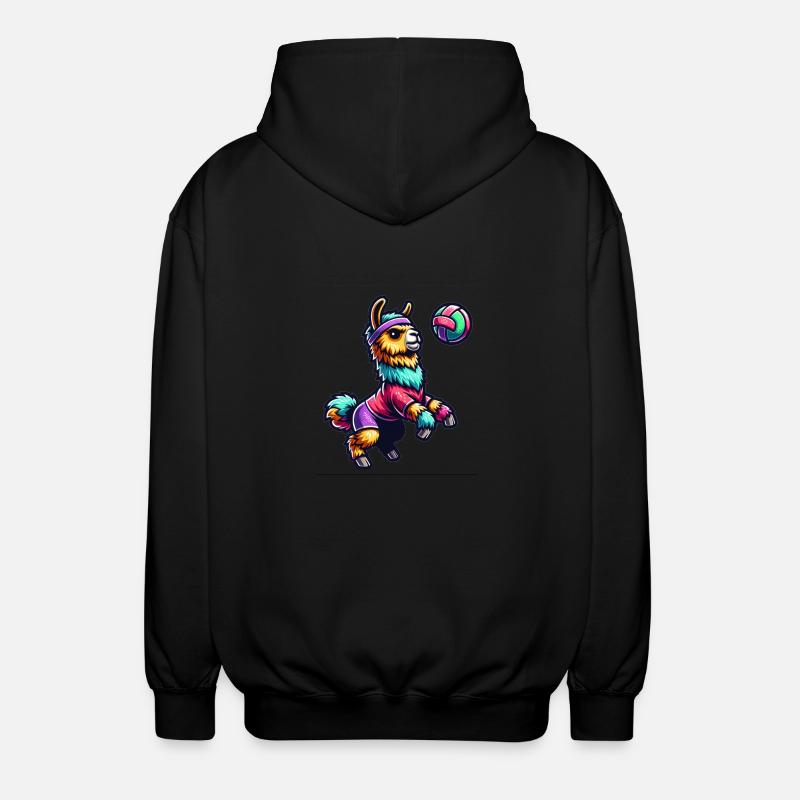 Bunter Lama Volleyball Spaß - Unisex Kapuzenjacke - Schwarz