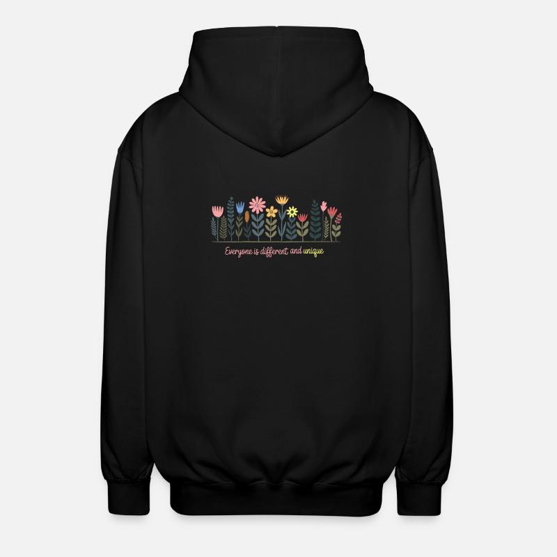 Vilda blommor, Alla är olika och unika - Luvjacka unisex - svart