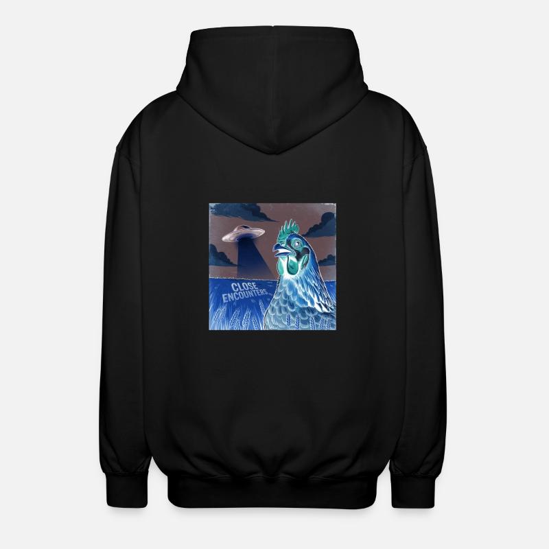 Aliens and Chickens: Unexpected Encounters - Unisex Hooded Jacket - black