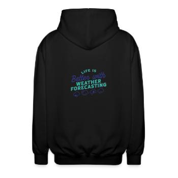 Meteorologe Wettervorhersager - Unisex Kapuzenjacke - Schwarz - Hinten - AI Model Male 185 light (185cm)