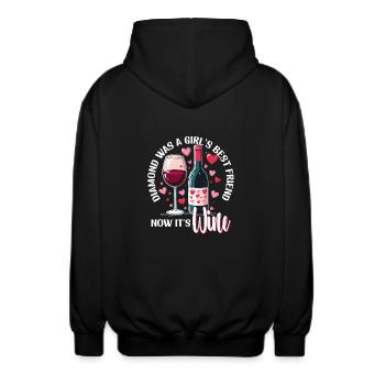Valentinstag Diamond Was A Girls Best Friend Wein - Unisex Kapuzenjacke - Schwarz - Hinten - AI Model Male 185 light (185cm)