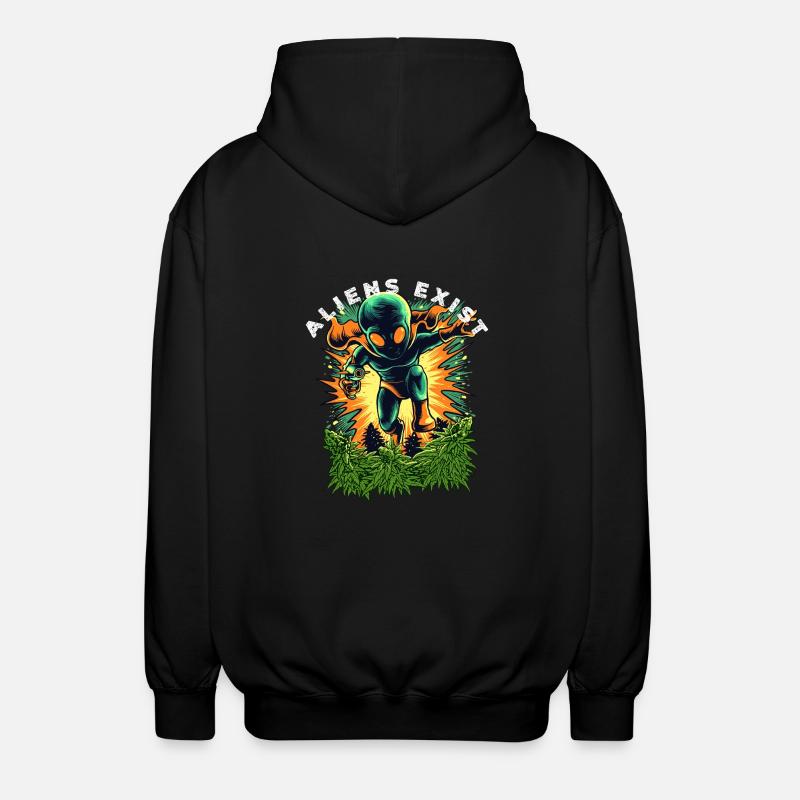 Aliens Exist Cosmic Glow - Unisex Hooded Jacket - black
