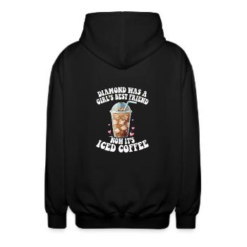Iced Coffee Freundin Ehefrau Valentinstag - Unisex Kapuzenjacke - Schwarz - Hinten - AI Model Male 185 light (185cm)