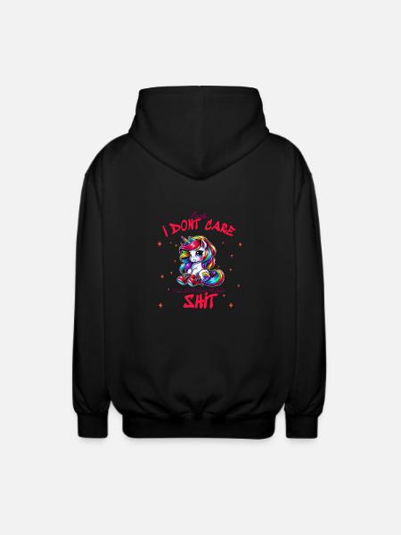 I Don't Care Unicorn Statement design - Unisex Hooded Jacket - black