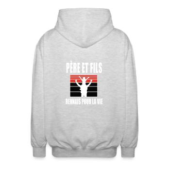 père et fils papa supporter rennais rennes - Veste à capuche unisexe - gris clair chiné - Dos - AI Model Male 185 light (185cm)
