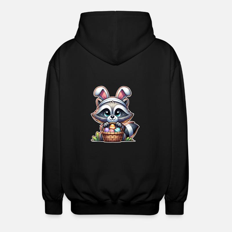 Raccoon Easter Easter Basket - Unisex Hooded Jacket - black