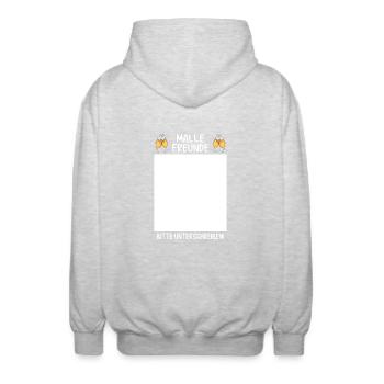 Malle les amis, signez - Veste à capuche unisexe - gris clair chiné - Dos - AI Model Male 185 light (185cm)