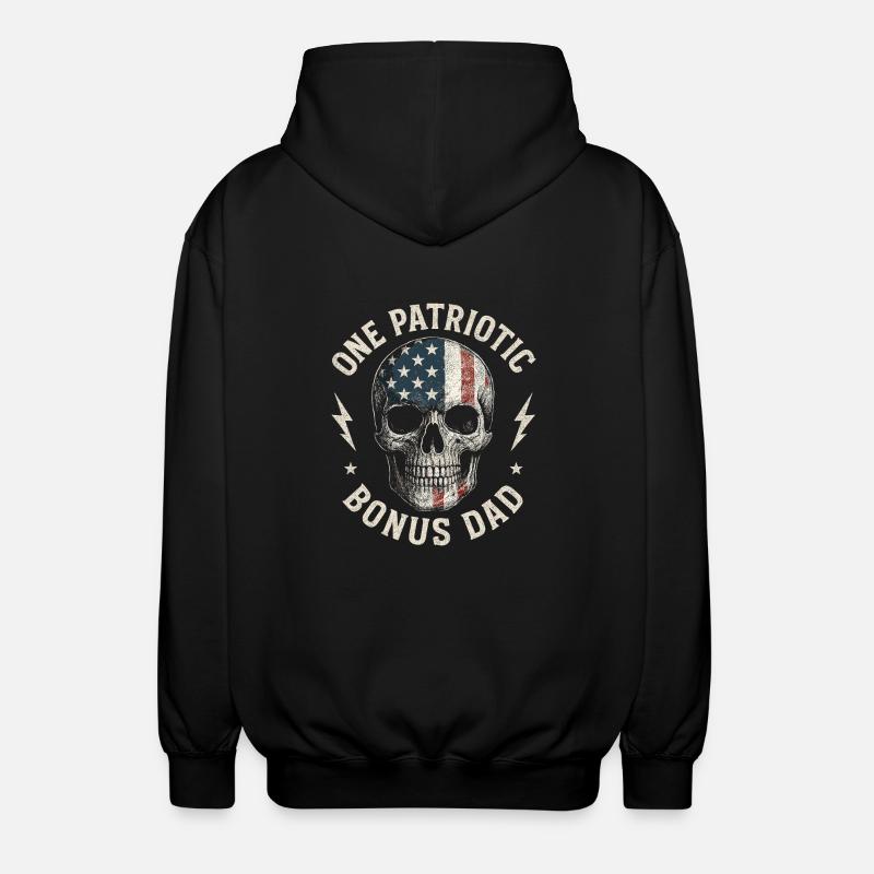 Bonus Dad mit Flaggen-Schädel - Unisex Kapuzenjacke - Schwarz