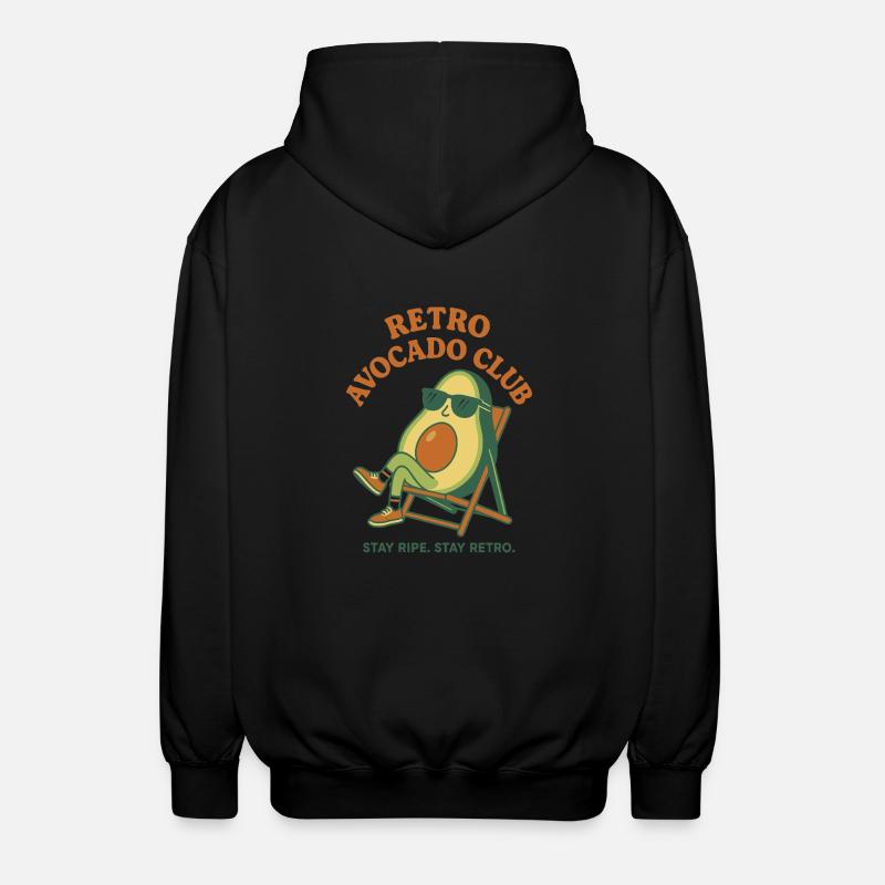 Retro avocado with sunglasses - Unisex Hooded Jacket - black