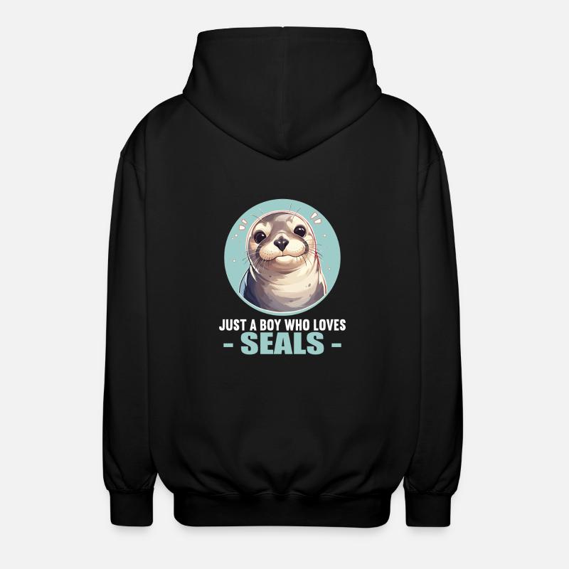 Seals, Seal - Unisex Hooded Jacket - black
