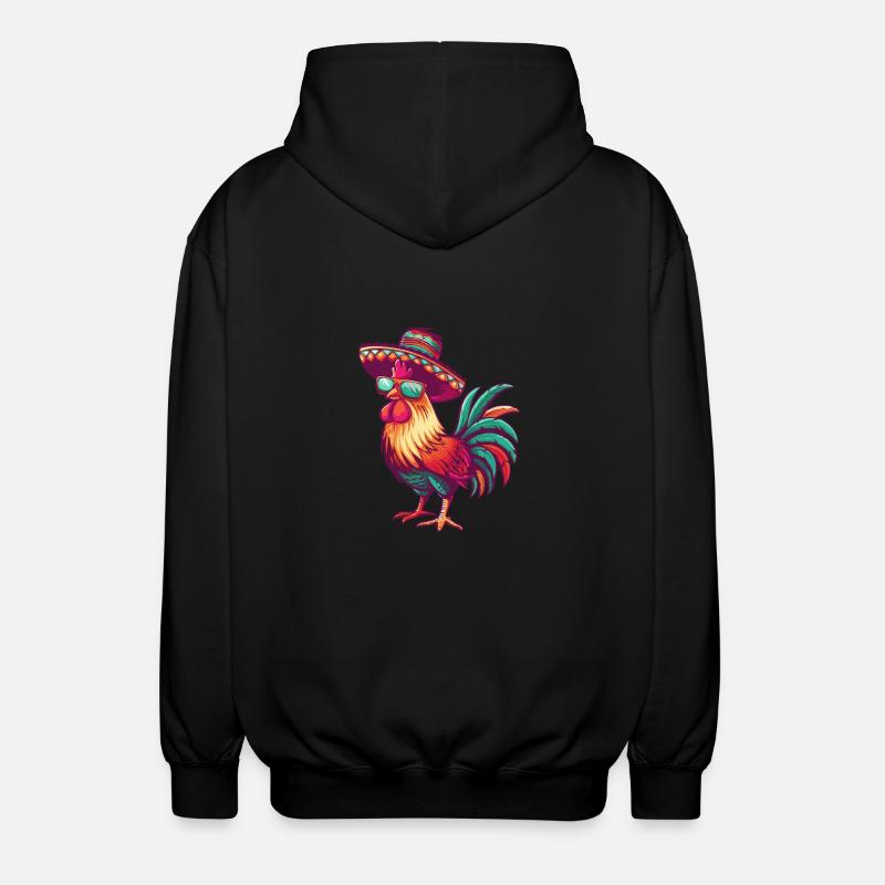 Coq Bande Dessinée Drôle Sombrero - Veste à capuche unisexe - noir