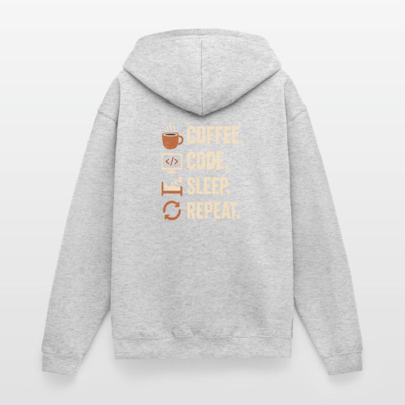 Codeur Geek Routine – Café, Code, Dodo, Encore Veste à capuche unisexe