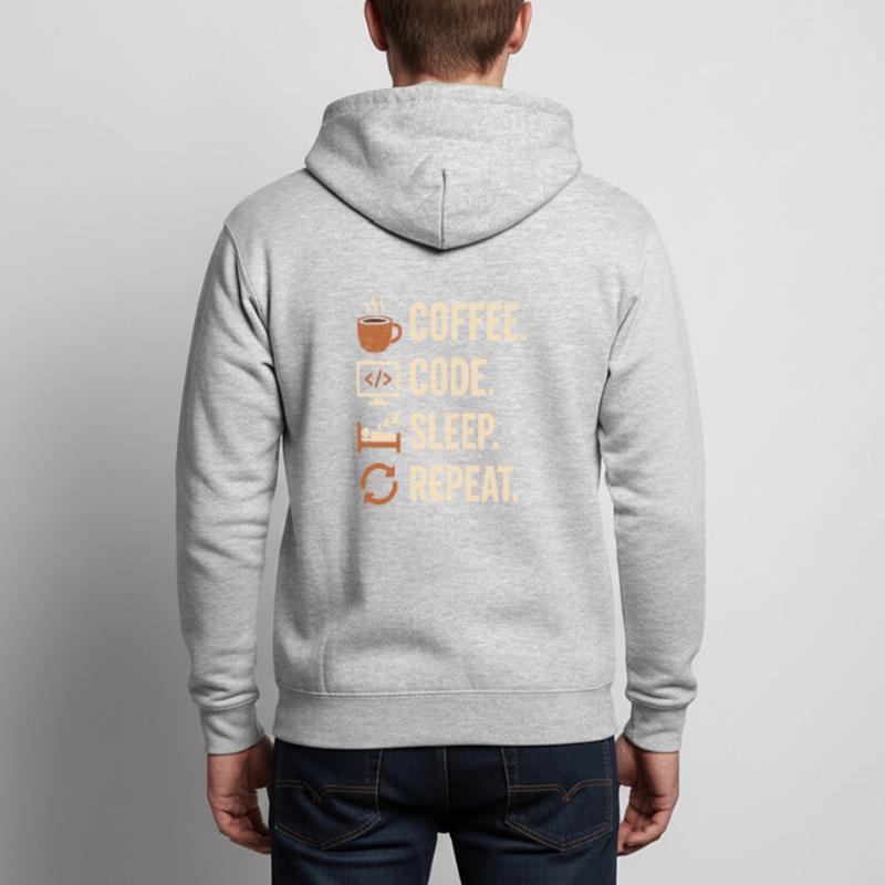 Codeur Geek Routine – Café, Code, Dodo, Encore Veste à capuche unisexe
