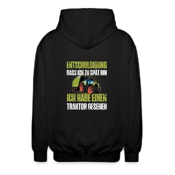 Traktor Lustiger Spruch - Unisex Kapuzenjacke - Schwarz - Hinten - AI Model Male 185 light (185cm)