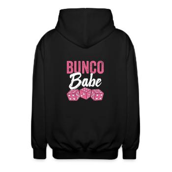Bunco Babe Damen Bunco Frauen Würfelabend - Unisex Kapuzenjacke - Schwarz - Hinten - AI Model Male 185 light (185cm)