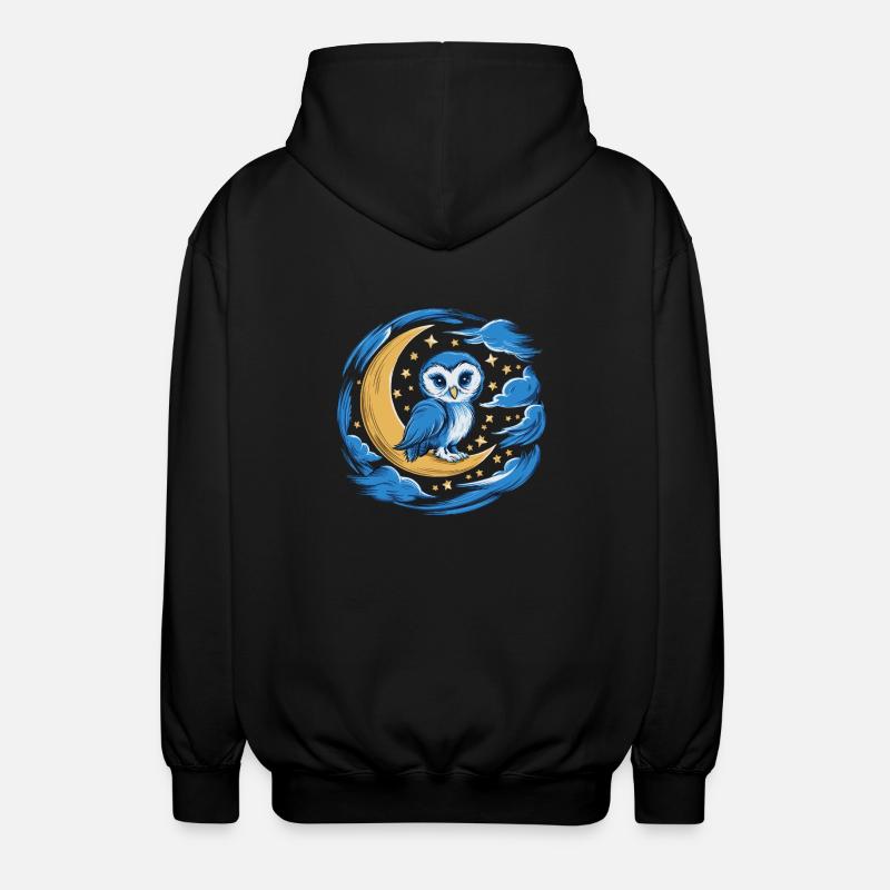 Eule Mond Sterne Nachthimmel - Unisex Kapuzenjacke - Schwarz