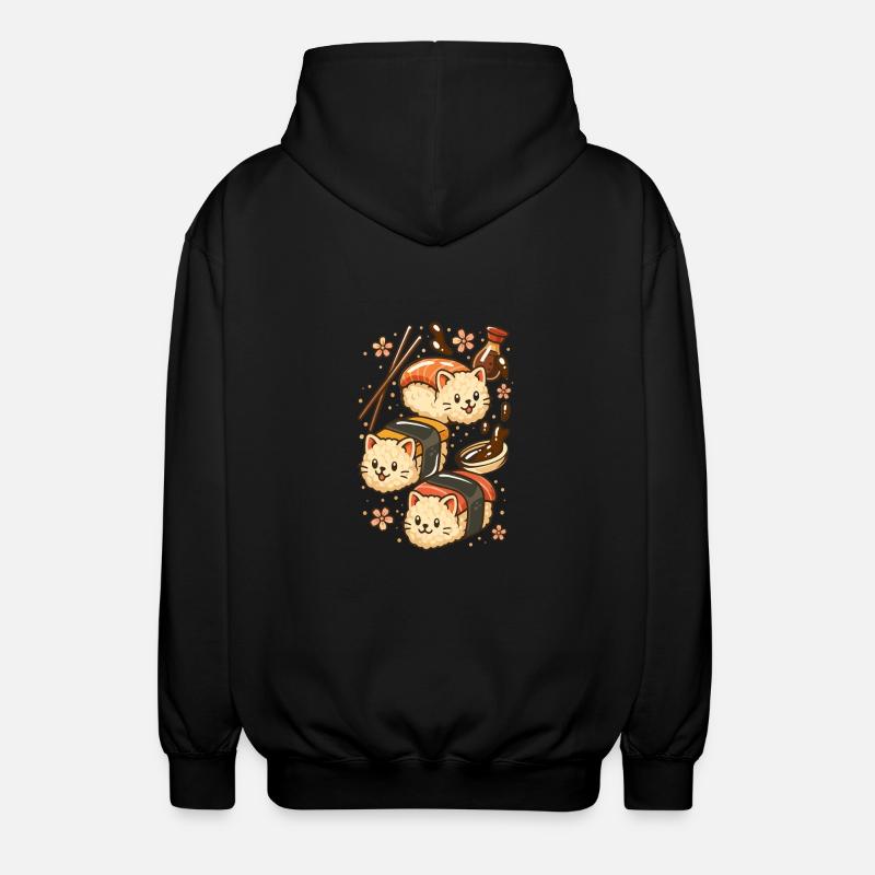 Chat sushis - Veste à capuche unisexe - noir