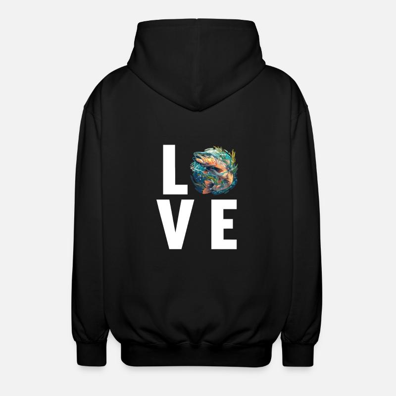 Lachse Lachs - Unisex Kapuzenjacke - Schwarz