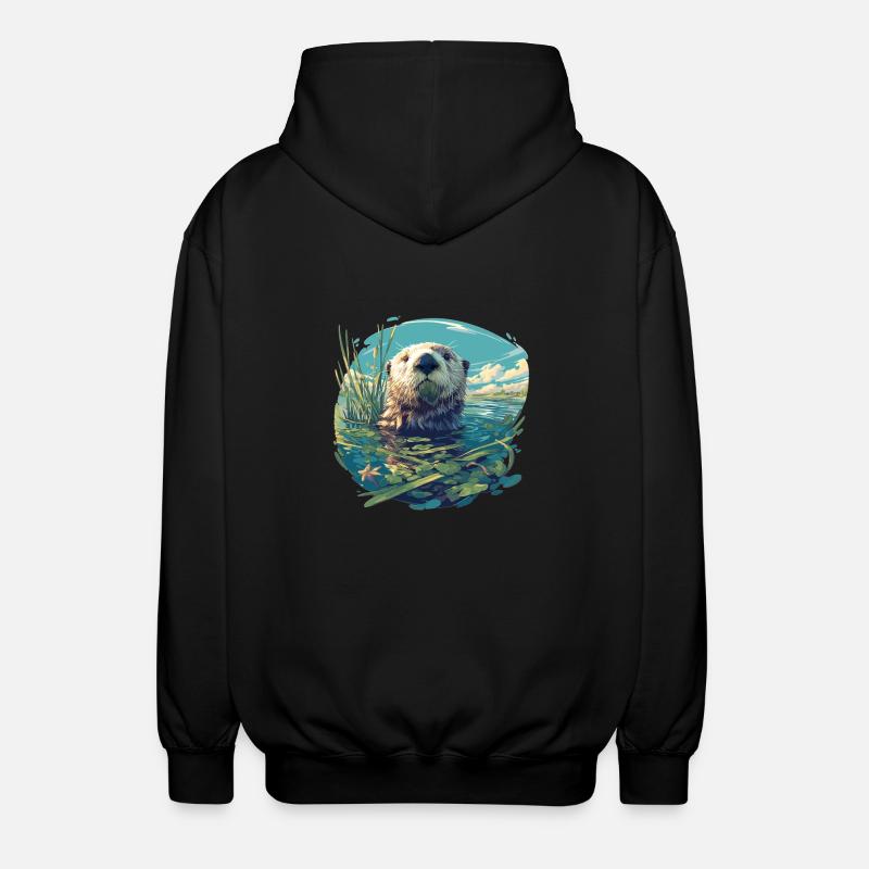 Seeotter - Unisex Kapuzenjacke - Schwarz