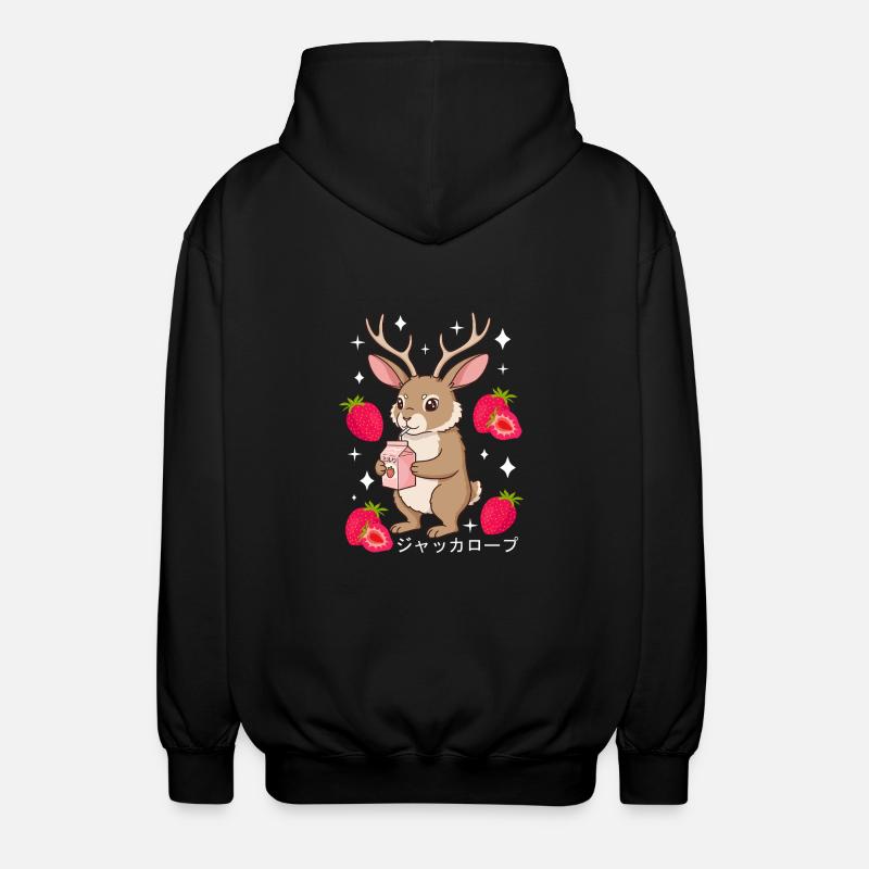 Jackalope Erdbeer Milchshake - Unisex Kapuzenjacke - Schwarz