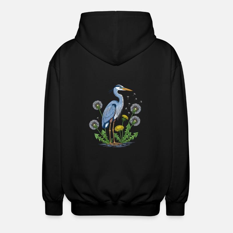 Héron bleu et pissenlit - Veste à capuche unisexe - noir