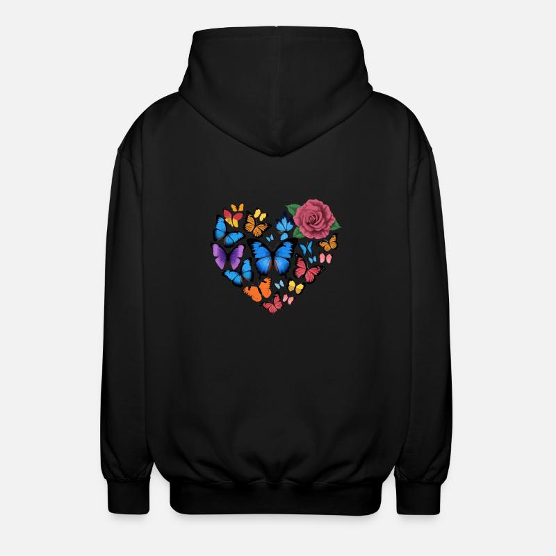 Cœur de papillons - Veste à capuche unisexe - noir