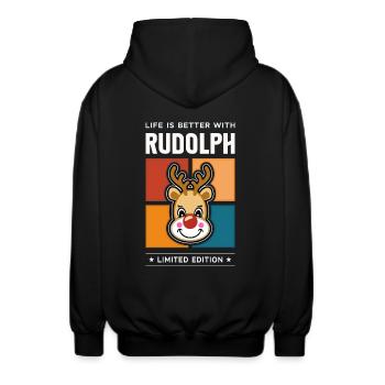 Rudolph - Unisex Kapuzenjacke - Schwarz - Hinten - AI Model Male 185 light (185cm)