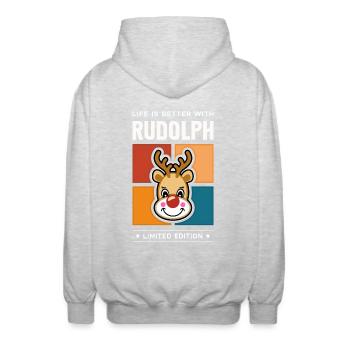 Rudolph - Unisex Kapuzenjacke - Hellgrau meliert - Hinten - AI Model Male 185 light (185cm)