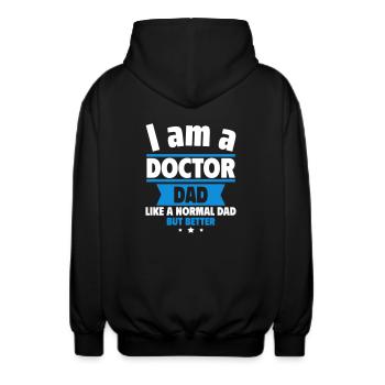 Papa Docteur : Cadeau pour la fête des pères - Veste à capuche unisexe - noir - Dos - AI Model Male 185 light (185cm)