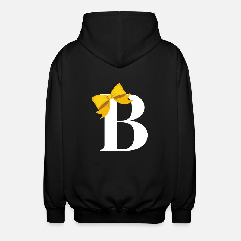 Letter b yellow bow - Unisex Hooded Jacket - black