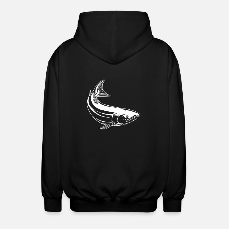 Vector fish motif - Unisex Hooded Jacket - black