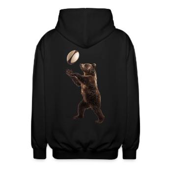 Tragen - Unisex Kapuzenjacke - Schwarz - Hinten - AI Model Male 185 light (185cm)