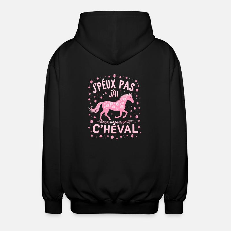 J'Peux Pas J'Ai Cheval - Rose - Veste à capuche unisexe - noir