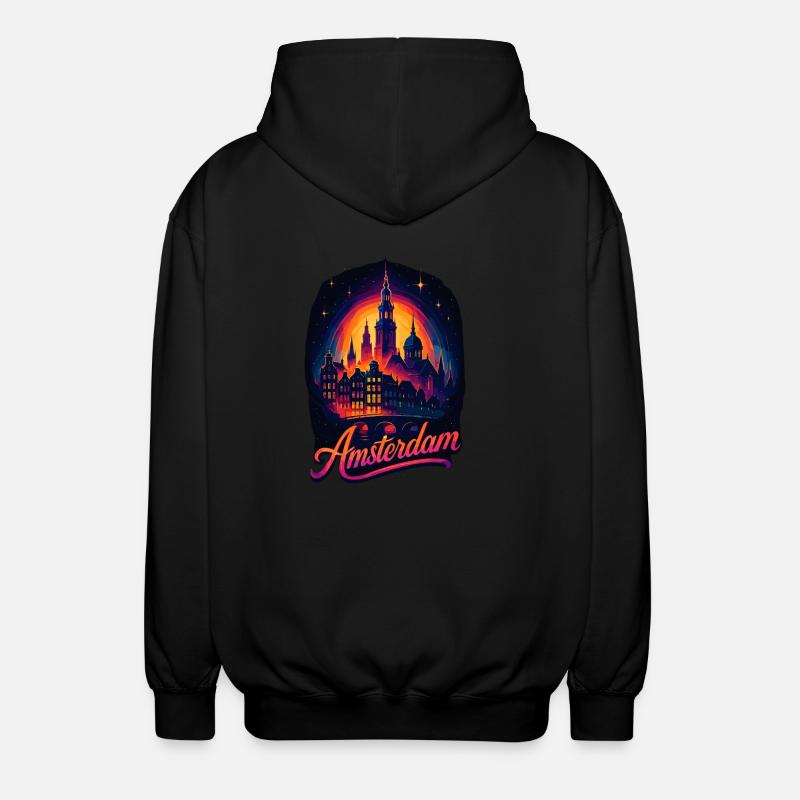 Amsterdam Capitale Pays-Bas Pays-Bas Cadeau - Veste à capuche unisexe - noir